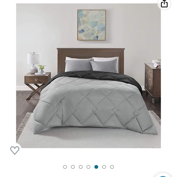 Queen/full 3pcs comforter set in black/grey - Picture 4 of 8